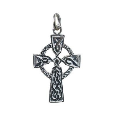 Silver 26x19mm embossed knot design Celtic Cross
