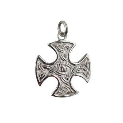 Silver 23mmm embossed knot pattern Saxon Cross