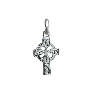 Silver 16x10mm hand engraved Celtic Cross