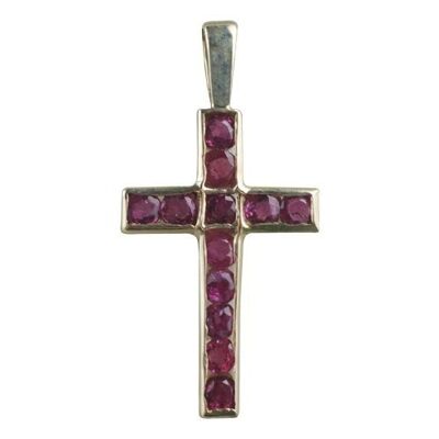 9ct 25x16mm Apostle's Cross set with 12 rubies