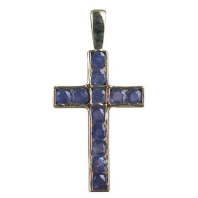 9ct 25x16mm Apostle's Cross set with 12 Sapphires