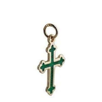 9ct 21x15mm green cold cure enameled club end edge Cross