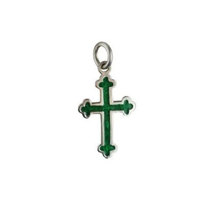 Silver 21x15mm green cold cure enameled club end edge Cross
