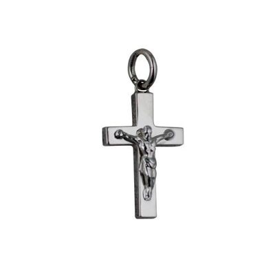 9ct white 20x13mm Solid Block Crucifix Cross