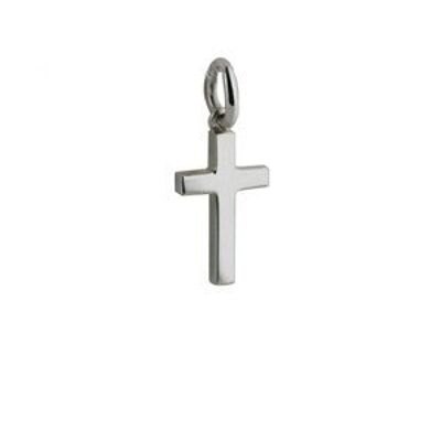 Silver 15x9mm Plain Solid Block Cross