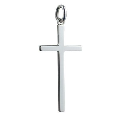 Silver 31x16mm Plain Solid Block Cross