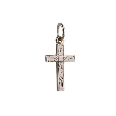9ct rose 17x10mm hand engraved Solid Block Cross