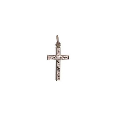 9ct rose 20x13mm hand engraved Solid Block Cross