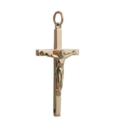 9ct rose 34x18mm Solid Block Crucifix Cross