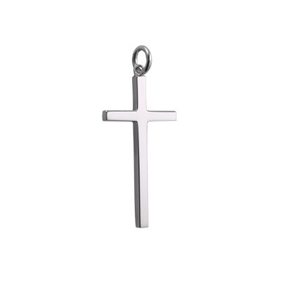 Silver 34x18mm Plain Solid Block Cross