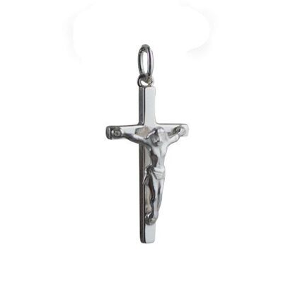 Silver 25x14mm Solid Block Crucifix Cross