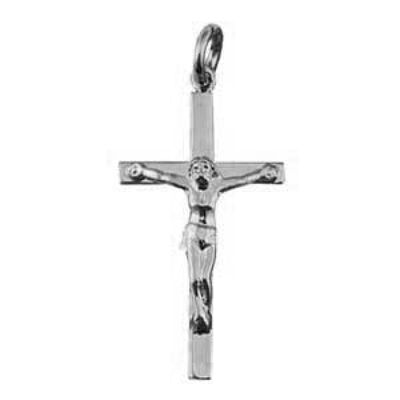 Silver 30x17mm Solid Block Crucifix Cross
