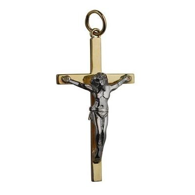 9ct Gold 35x20mm Yellow Cross and White Crucifix