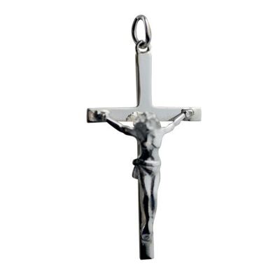 Silver 35x20mm Solid Block Crucifix Cross