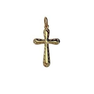 9ct 21x15mm Plain with embossed border Cross
