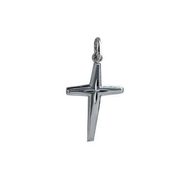 Silver 25x17mm Fancy diamond cut star Cross