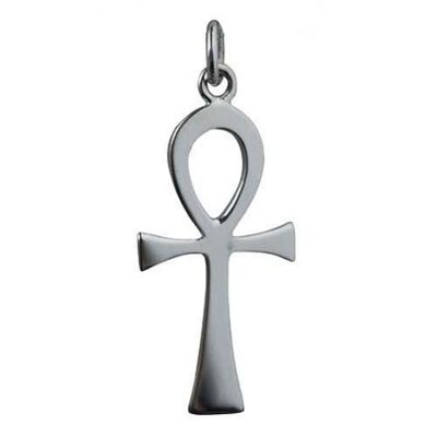9ct white 33x17mm Plain Solid Ankh or Peace Cross