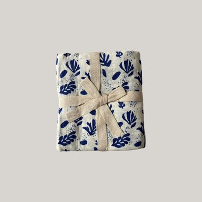 Large Organic Cotton Muslin Swaddle Blanket - Matisse Blue