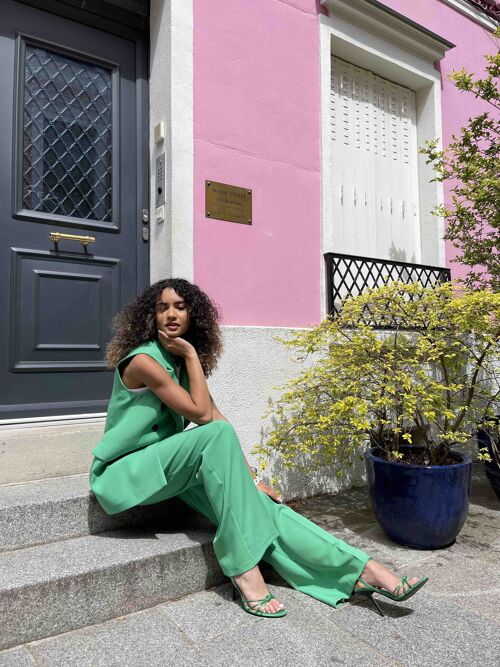 RANIZ - Pantalon tailleur taille haute VERT AMANDE