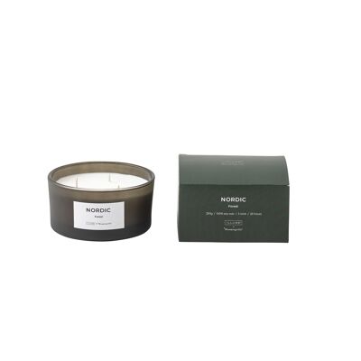 NORDIC - Forest Scented Candle, Natural wax (250 G. - 25 Hour - 3 Wick - Gift box - D11xH6 cm)