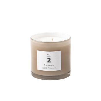 NON. 2 - Bougie Parfumée Gardénia Vert, Cire Naturelle (200 G. - 50 Heure - D8xH8 cm)