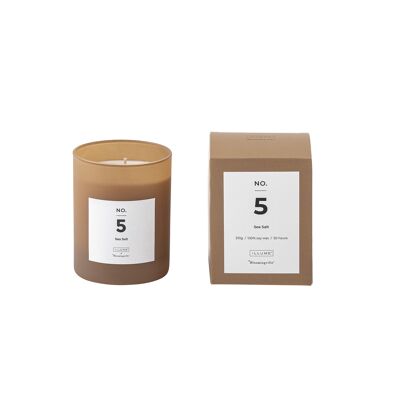 NO. 5 - Candela profumata al sale marino, Cera naturale (210 G. - 50 Hour - Confezione regalo - D8xH10 cm)