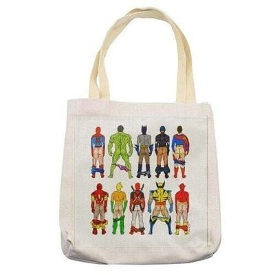 TOTE BAGS, SUPERHERO BUTTS BY NOTSNIW ART LINEN LOOK