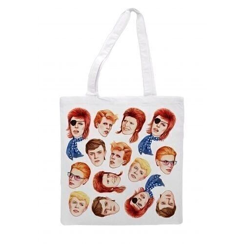 TOTE BAGS, FABULOUS BOWIE BY HELEN GREEN POLY POPLIN