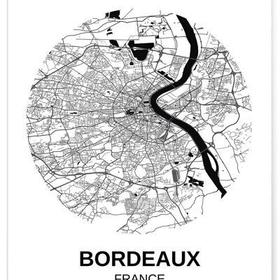 Poster Karte der Stadt Bordeaux