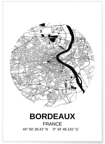 Affiche Carte de la ville de Bordeaux 1