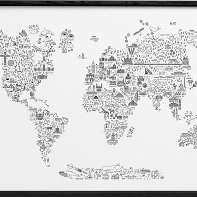 Affiche Carte du monde Icônes