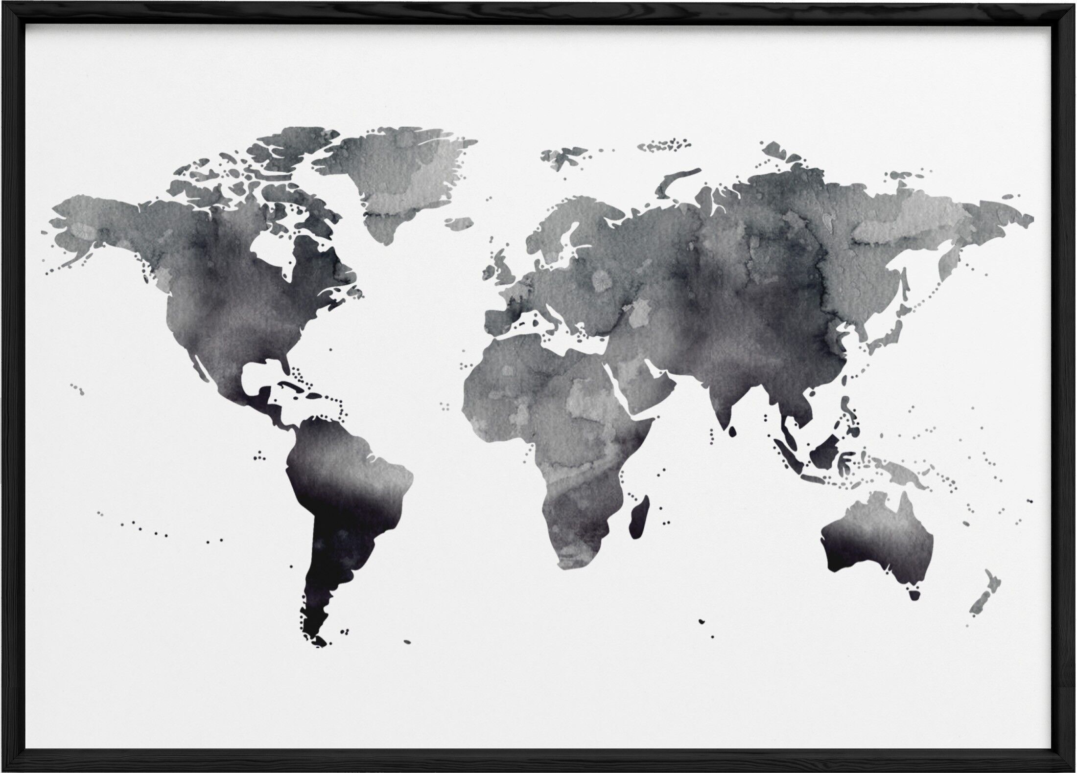 Poster della mappa del mondo nero