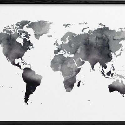 Black World Map Poster