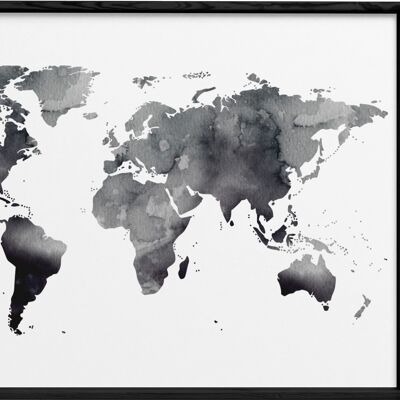 Affiche Carte du monde noire