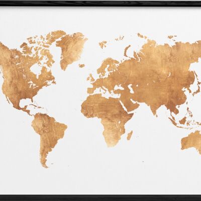 Mapa mundial de oro Póster