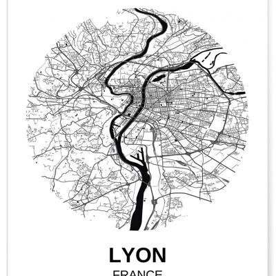 Poster Karte der Stadt Lyon
