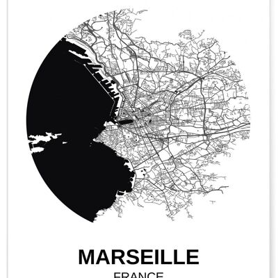 Poster Karte der Stadt Marseille