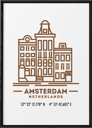 Affiche Coordonnées Amsterdam