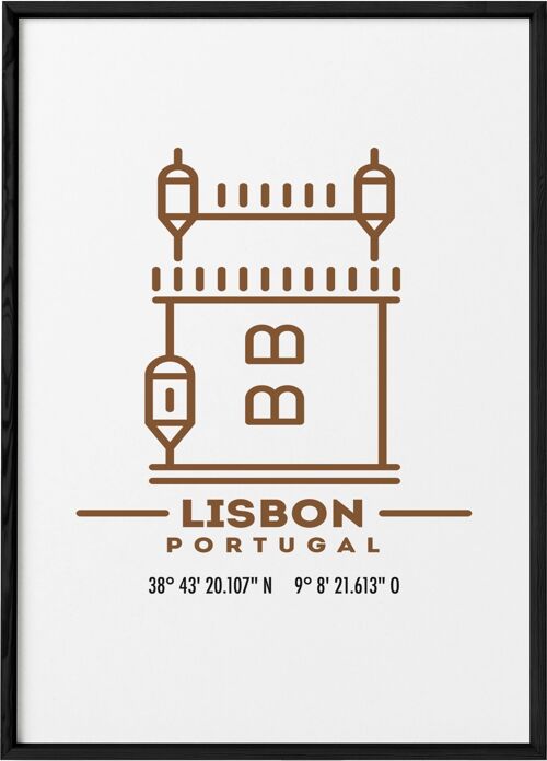 Affiche Coordonnées Lisbonne