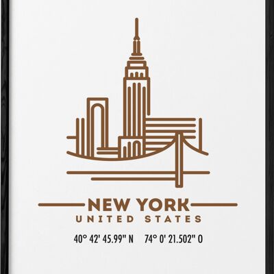 New York-Koordinaten-Plakat