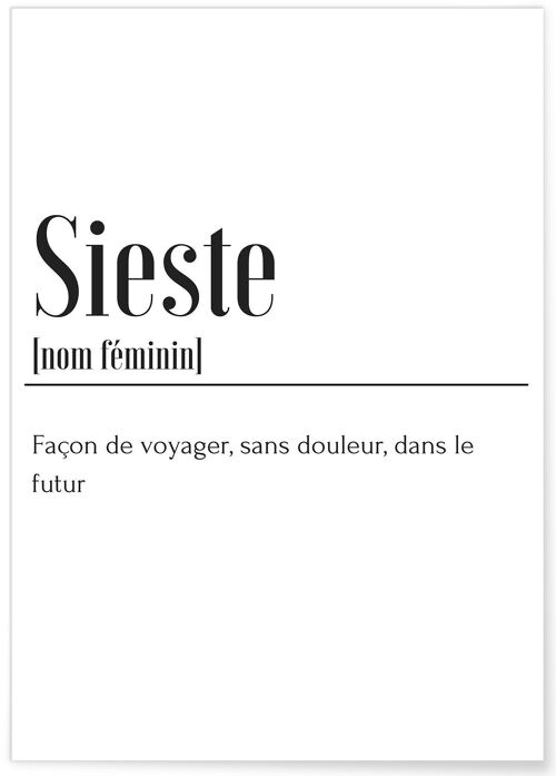 Affiche Définition Sieste