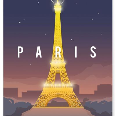 Affiche illustration de la ville de Paris : La Tour Eiffel