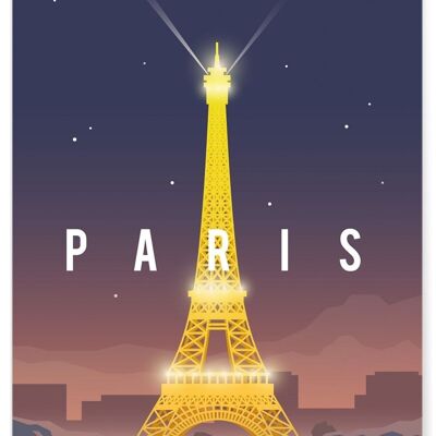 Affiche illustration de la ville de Paris : La Tour Eiffel