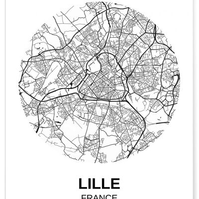 Affiche Carte de la ville de Lille