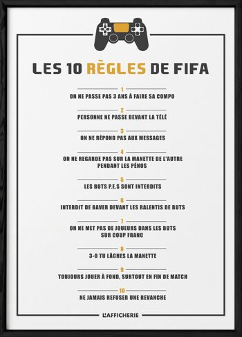 Affiche les 10 règles Fifa - football - humour 3