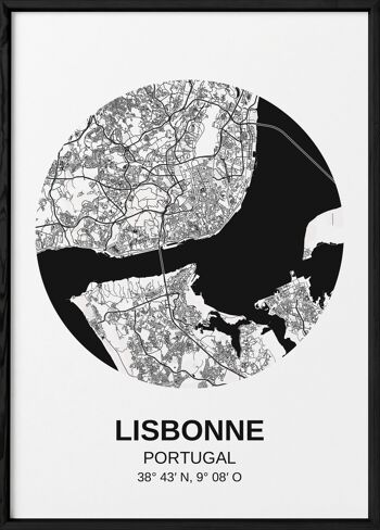 Affiche Carte Lisbonne