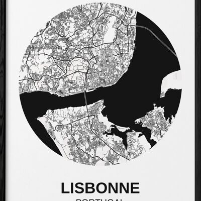 Affiche Carte Lisbonne