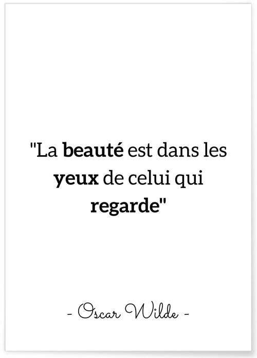 Affiche citation Oscar Wilde "La beauté est dans les yeux..."