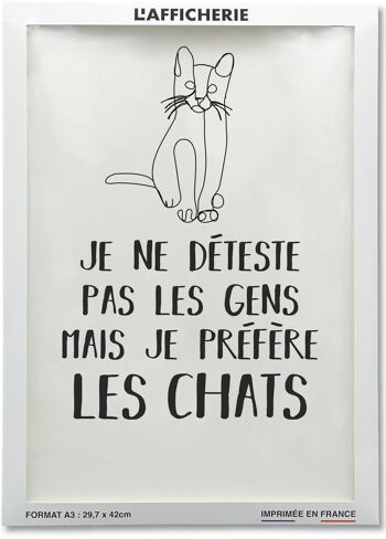 Affiche "Je préfère les chats..." - humour 2