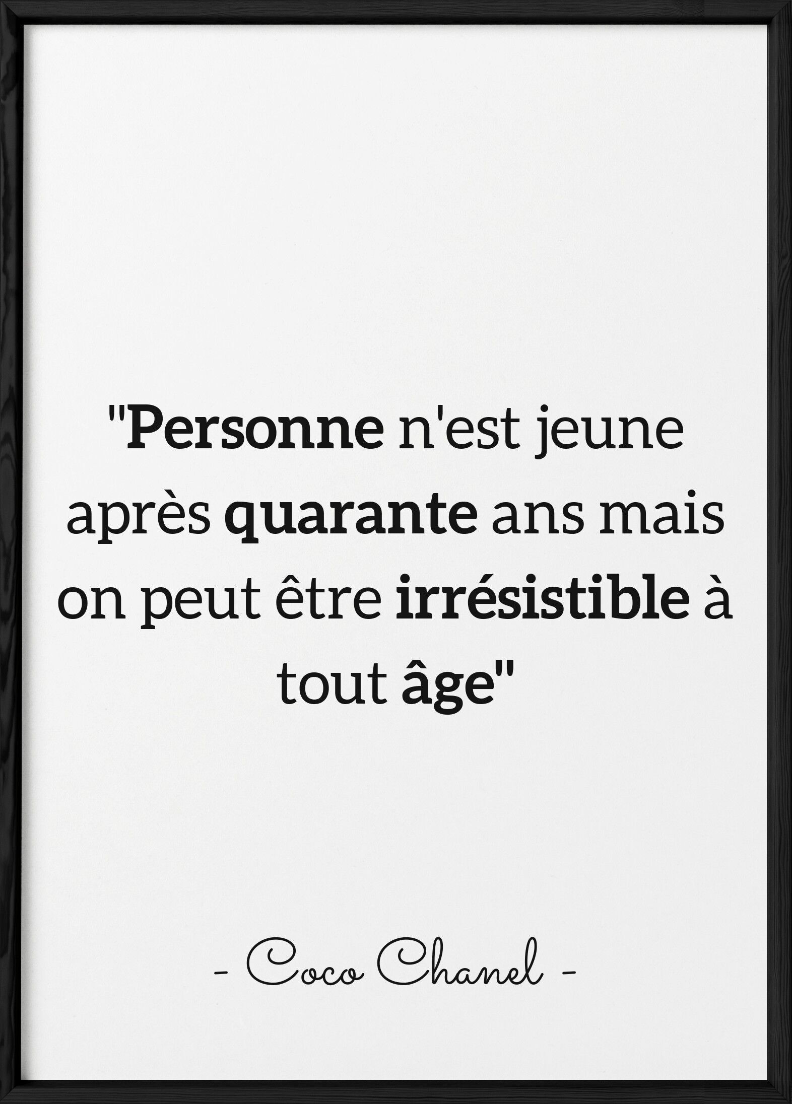 Poster di Coco Chanel: "Nessuno è giovane..."